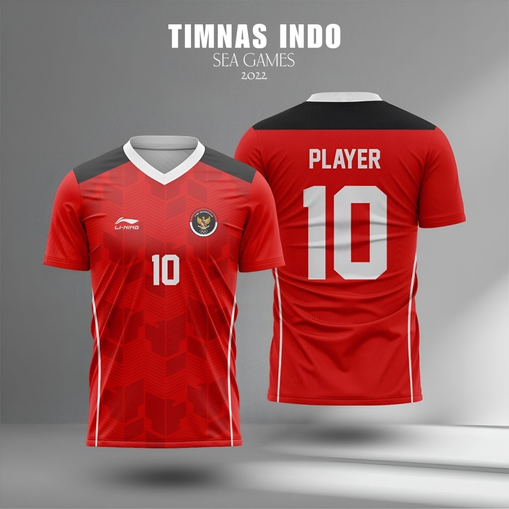 Jersey/Baju Bola Timnas lndonesia Sea Games 2022-2023 Full Printing Gratis Custom Nama & Nomor Bahan