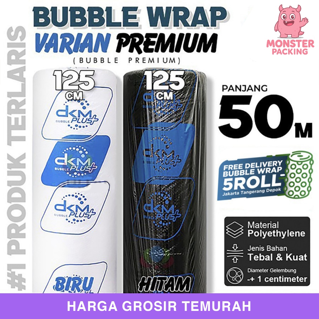 

Bubble Wrap 125cm x 50meter DKM PLUS Bubblewrap PREMIUM TERMURAH /ROLL