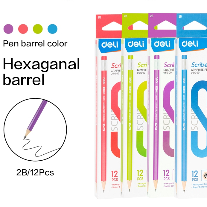 

Deli Pensil 2B / Graphite Pencil Isi 12 Dengan Penghapus EU51000