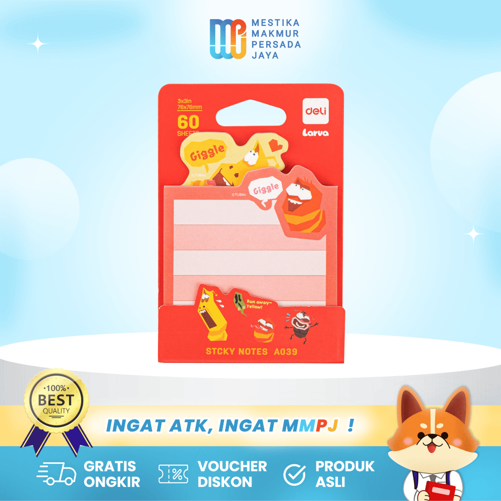 

Deli Sticky Notes / Memo Tempel Lucu - Larva 60 Lembar EA039
