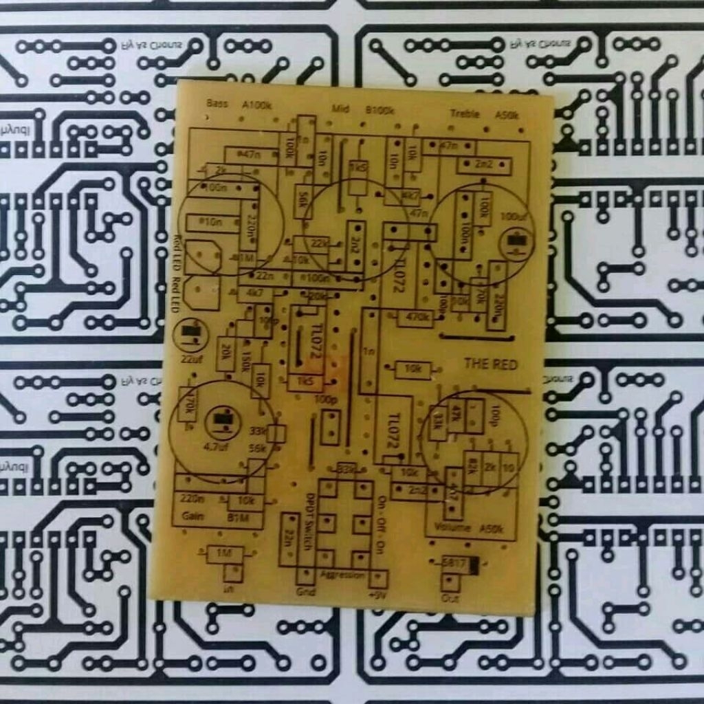 PCB EFEK GITAR DISTORSI THE RED