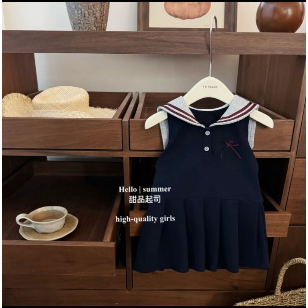 Dress sailor anak usia 3-11th/ Dress sailor navy dan putih anak perempuan/ Dress sailor anak/ Dress 