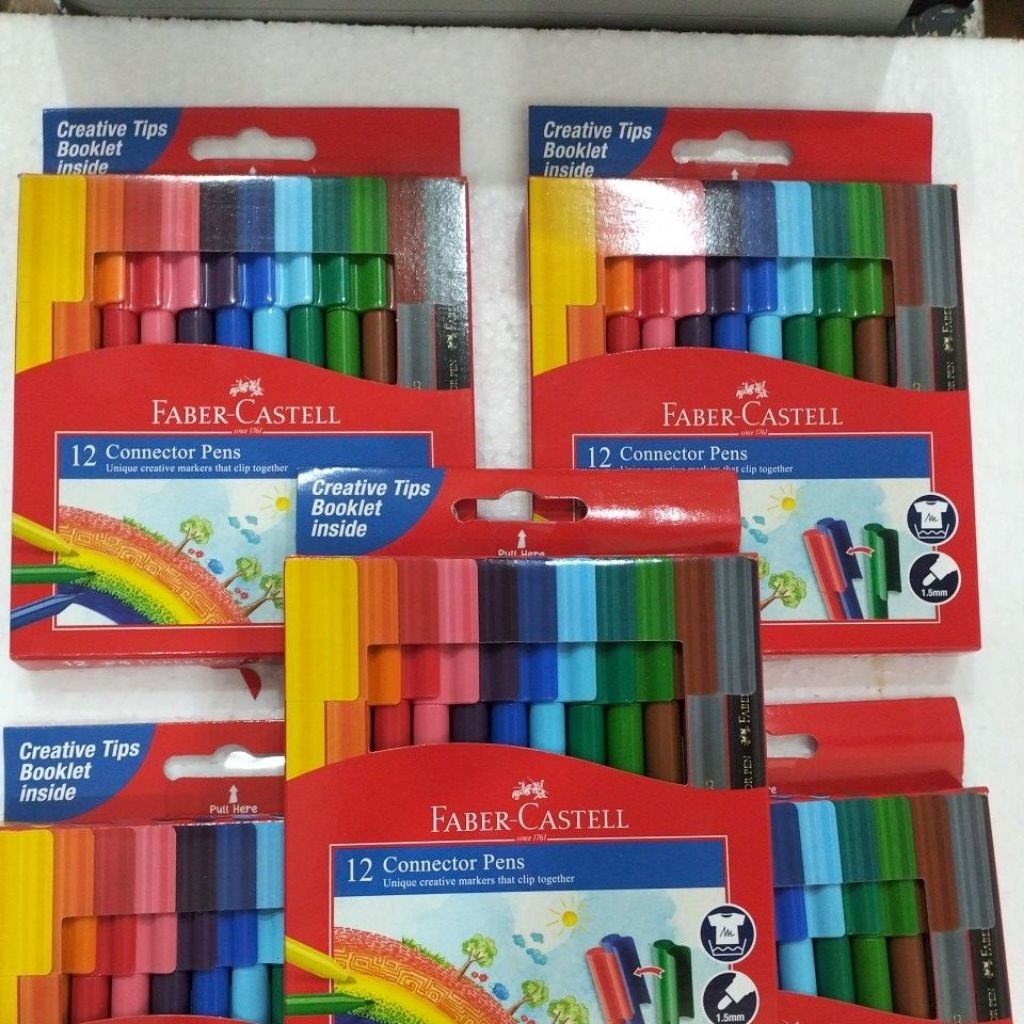 

CONNECTOR PEN 12 WARNA MERK FABER CASTEL ,KLIR AIR WARNA,SPIDOL WARNA WARNI