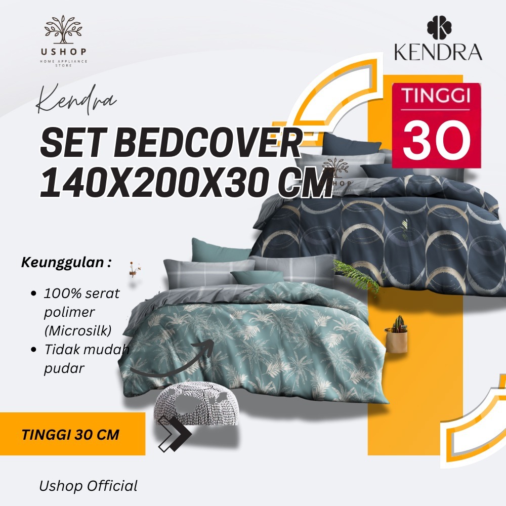KENDRA Set Bedcover + Sprei Fitted Flat 140x200 Tinggi 30 Cm - BC140T30KK USHOP
