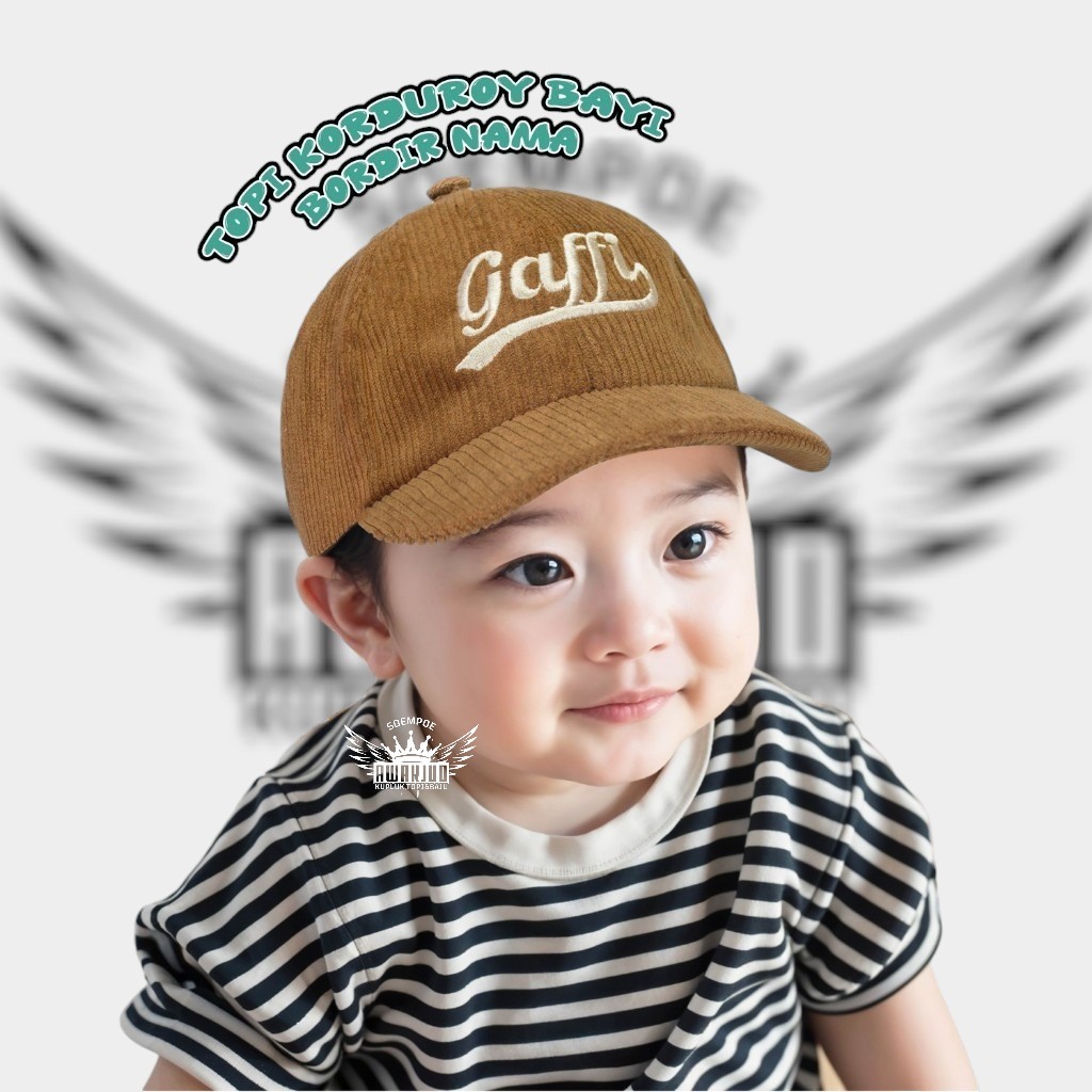 Unik Topi Bayi Corduroy Custom Bordir Nama Premium Topi Anak Corduroy Premium Bordir Nama Topi