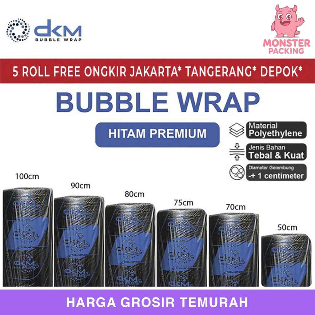 

Plastik Bubble Wrap DKM Hitam Premium 50M Bubblewrap Packing TEBAL
