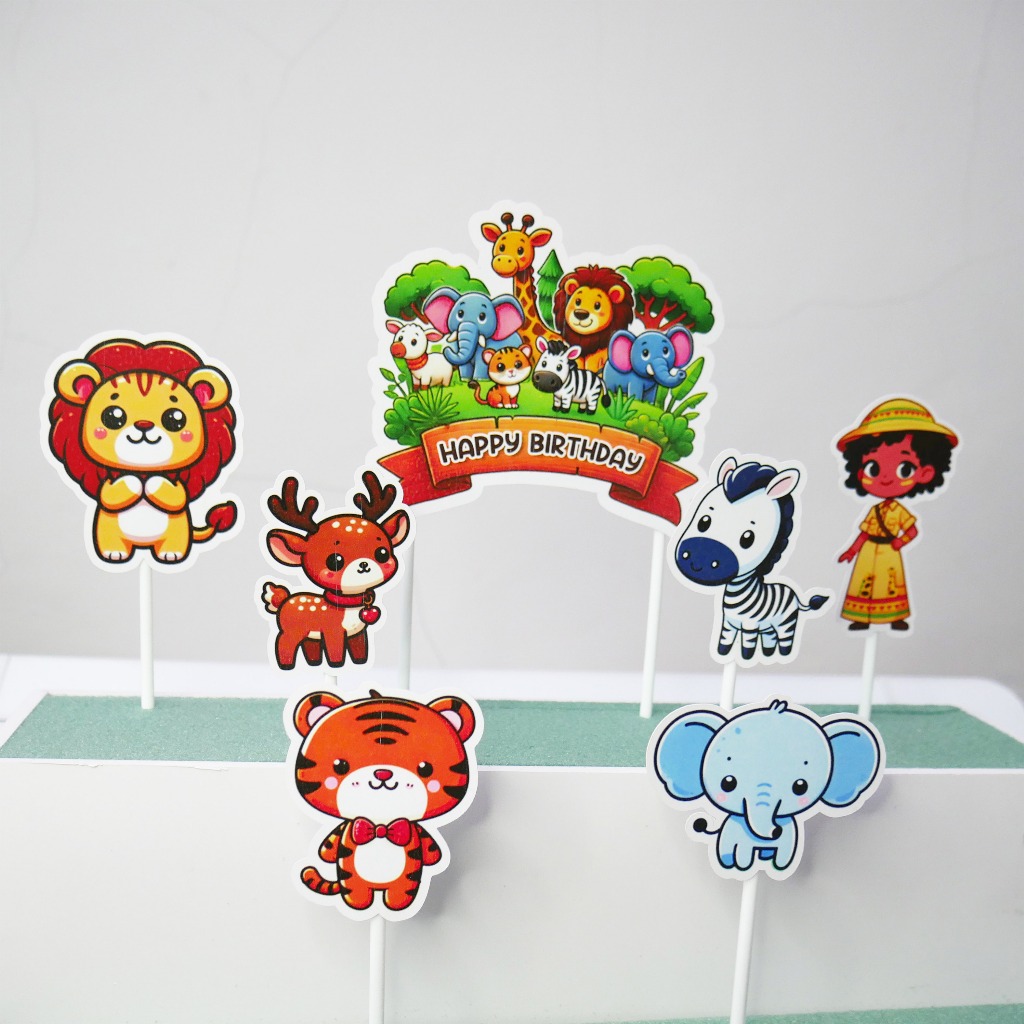 Topper Ulang Tahun Animal/Cake topper karakter/Topper kue/Hiasan Kue/Dekorasi kue