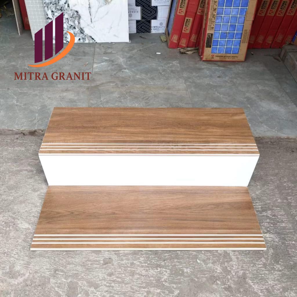 ANAK TANGGA GRANIT KOMBINASI MOTIF KAYU CUSTOM UKURAN STEPNOSING