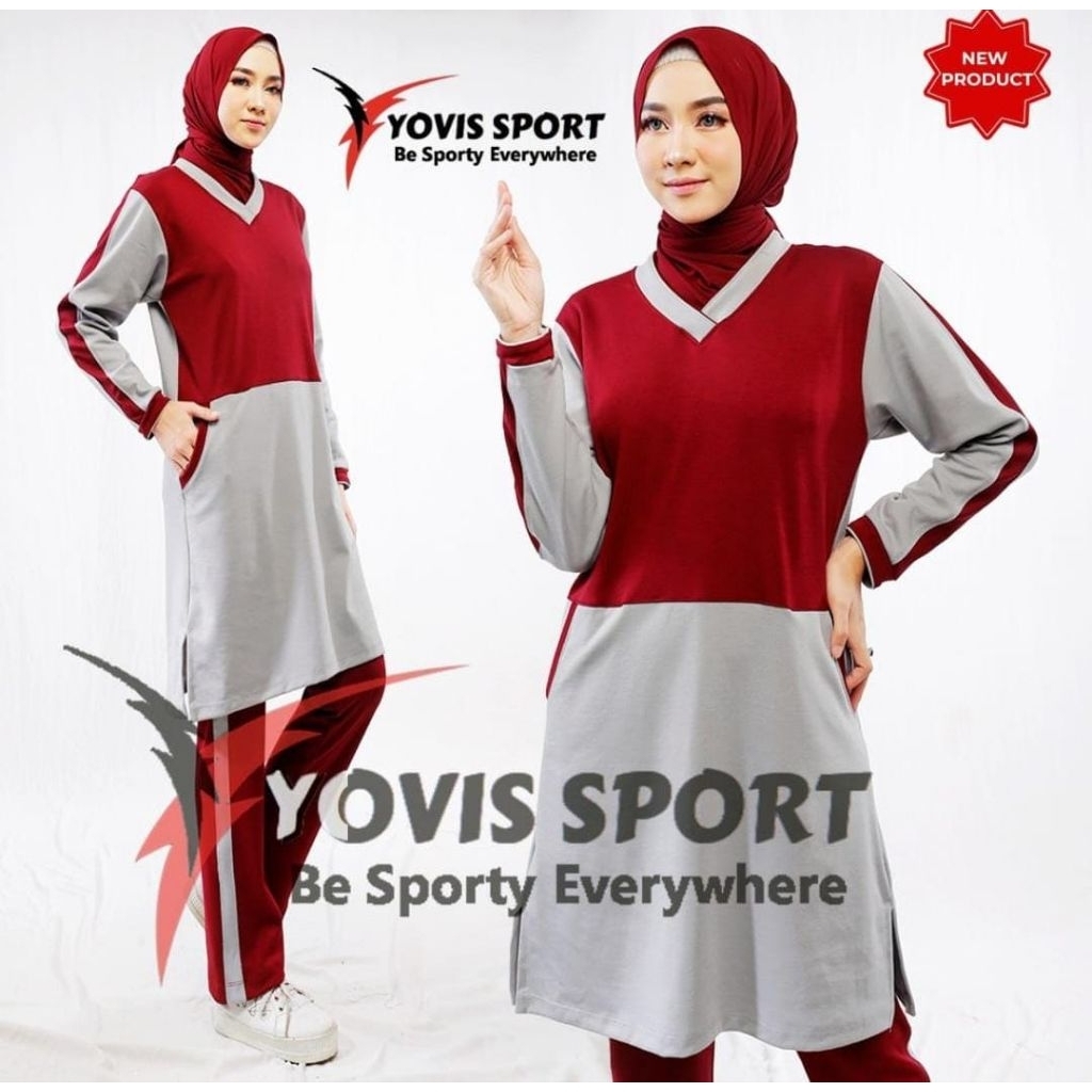 BS12 Seragam Baju Senam Wanita Semi Tunik Original Yovis Sport | Setelan Olahraga