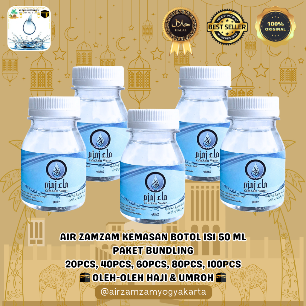 

Paket Bundling Air ZAMZAM kemasan botol kecil isi 50 ml | Air zamzam 50ml | Air zamzam 50ml Original