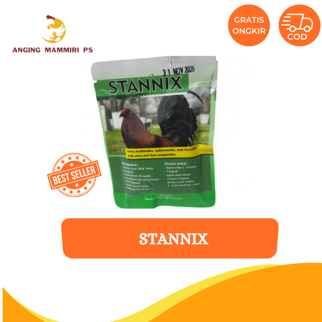 STANNIX || JAMU AYAM PERPCS  || obat Ayam Ngorok, Crd, Kolera, Snot