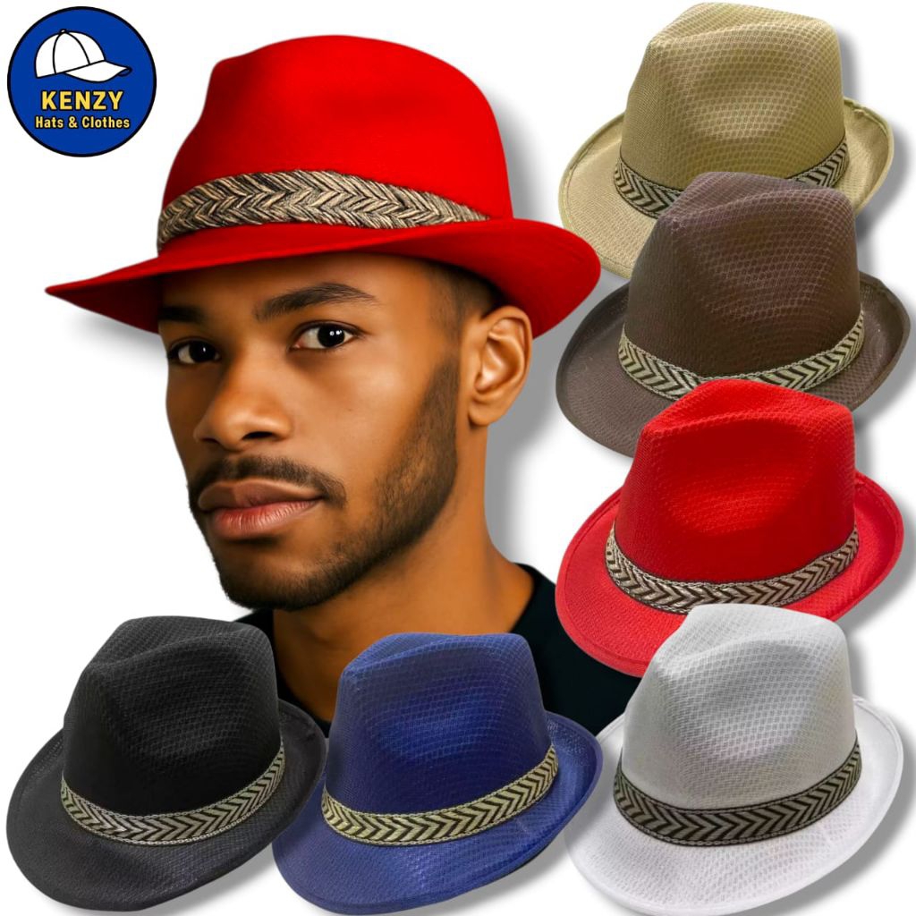 Topi Fedora Nilon - Fedora Hat Nilon - Topi Jazz - Topi Vintage Pria Dan Wanita Premium - Topi Fedor