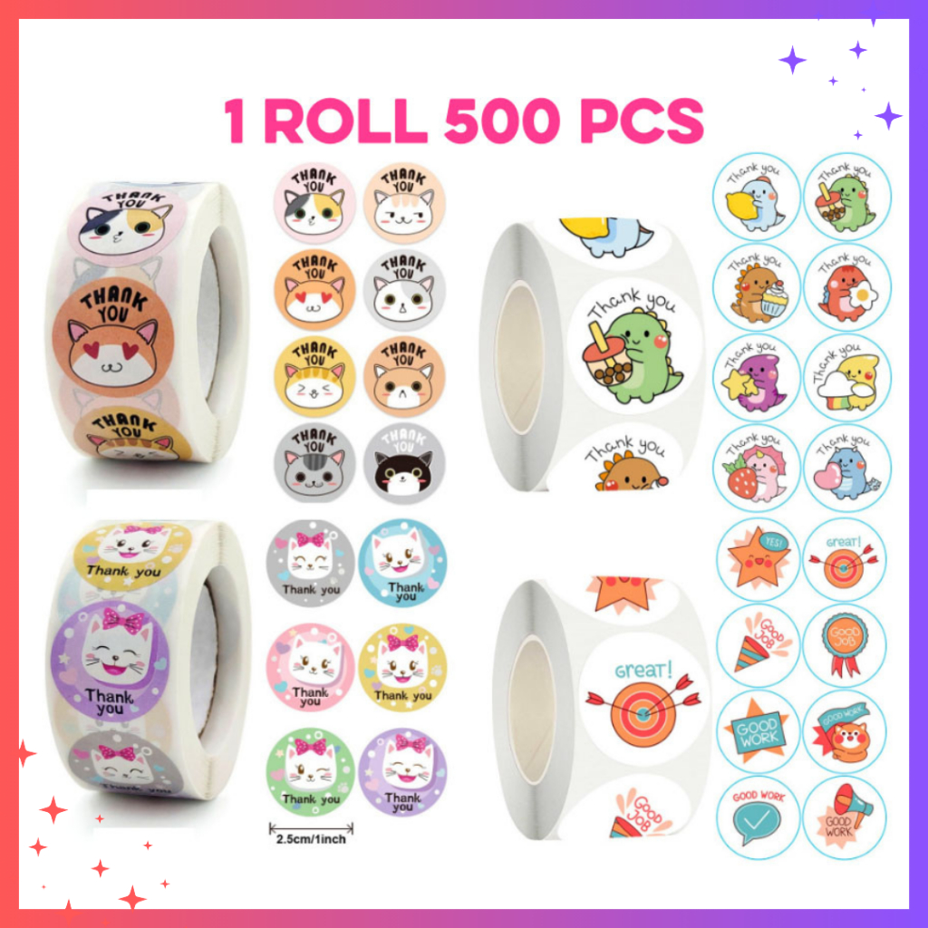 

Stiker Label Terima Kasih Sanrio Kartun Happyday Ukuran 2.5cm 500 pcs ST001