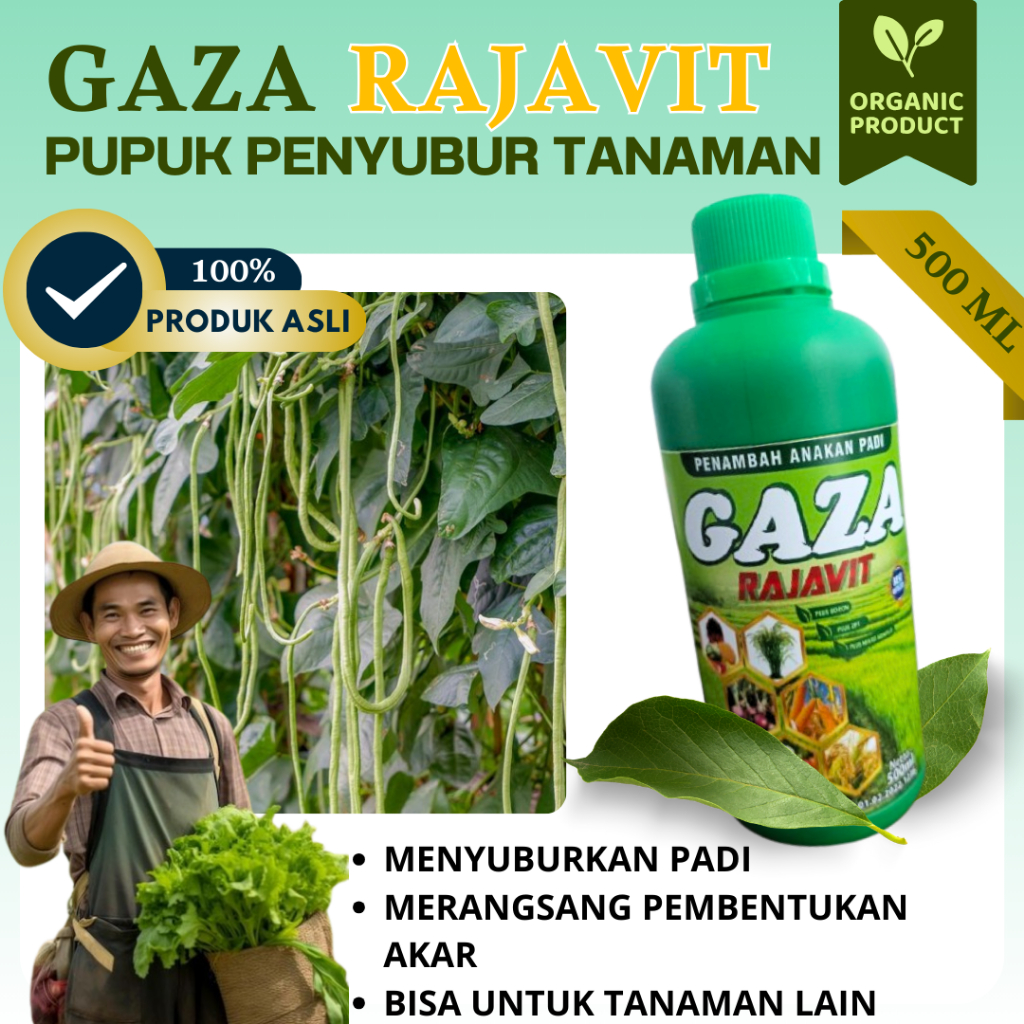 Gaza Rajavit – Pupuk Organik Kacang Panjang 500ml – Tumbuh Cepat, Polong Panjang & Panen Lebat