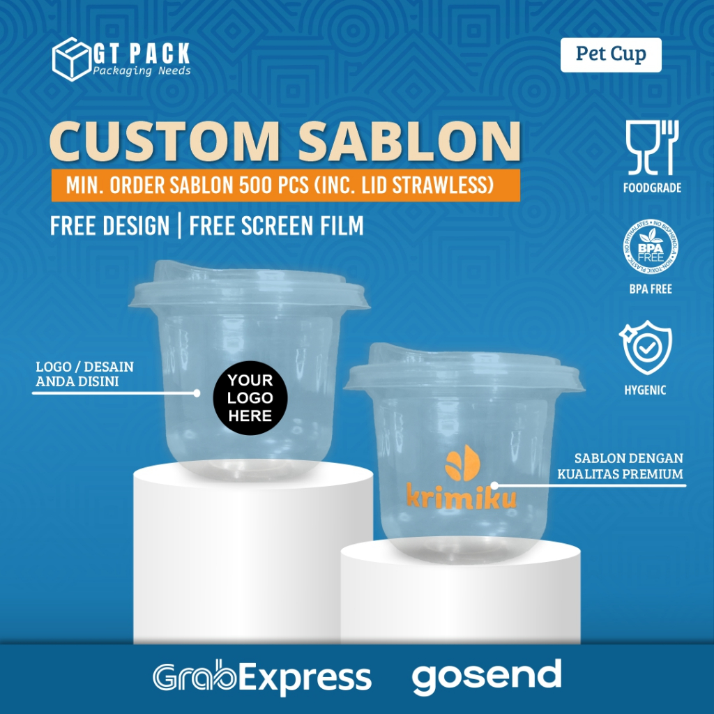 Sablon Cup Plastik PET Oval 8 Oz | 8 gram