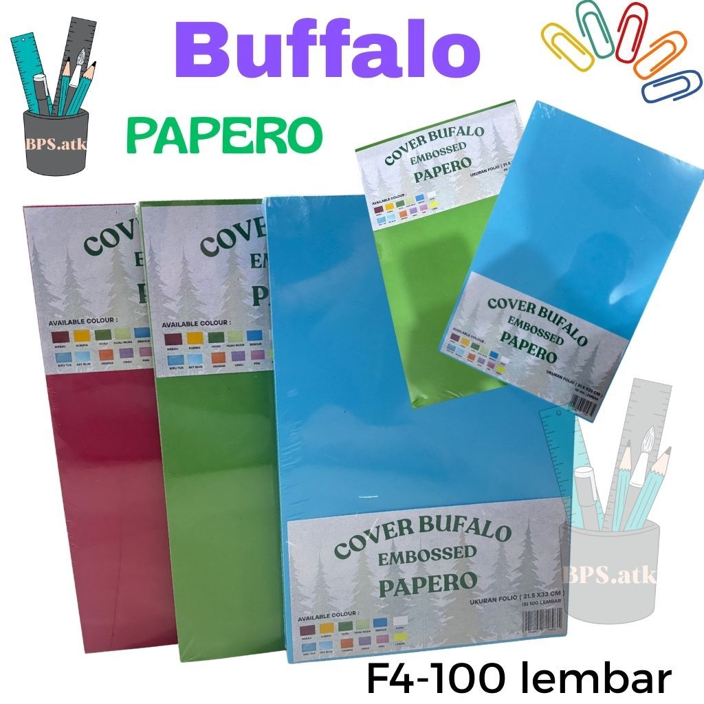 

(1 pak 100 lembar) Kertas Buffalo / Cover Buffalo Warna Warni F4 Kertas Jilid