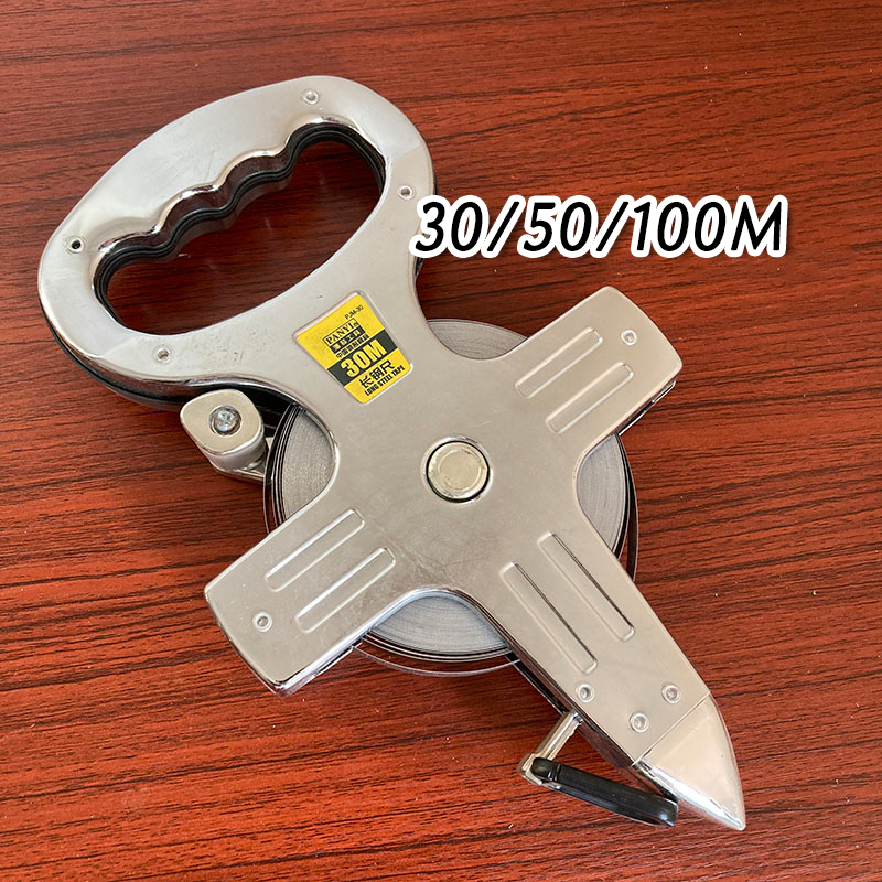 Meteran Tancap 30Meter 50Meter 100Meter Meteran Tanah Gulung Stainless Meteran Fiber