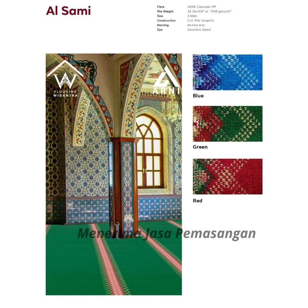 AL SAMI Karpet Roll Tebal /Karpet/Sajadah Masjid/Musollah/dll.