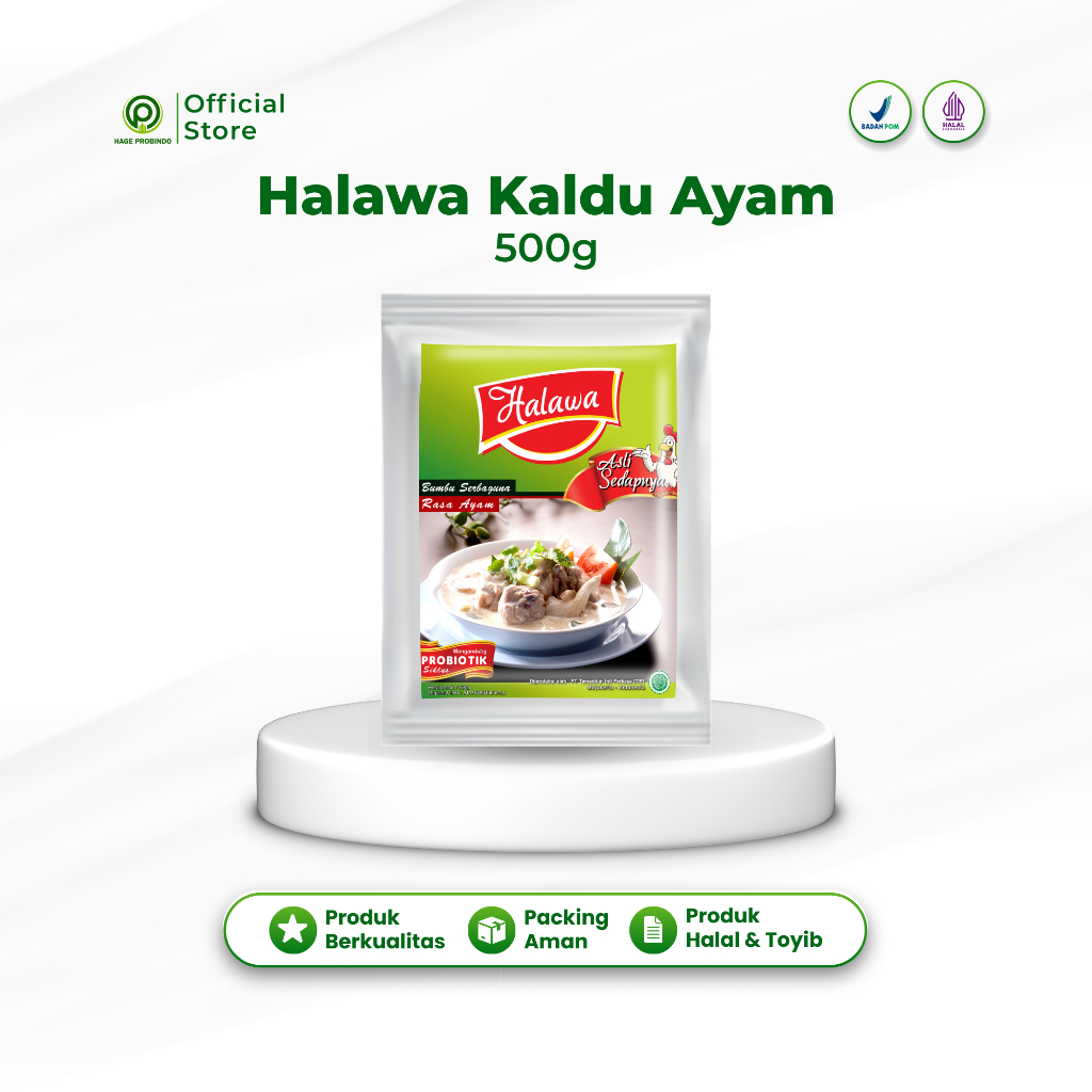 

Halawa Bumbu Probiotik 1 Pouch Kaldu Ayam 500g | Bumbu Masak HALAL & BPOM