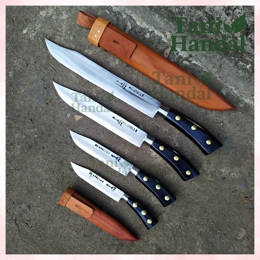 Pisau Daging Pisau Hewan Kurban Sarung Kulit Asli Pisau Cacah Pisau Serbaguna Super Tajam