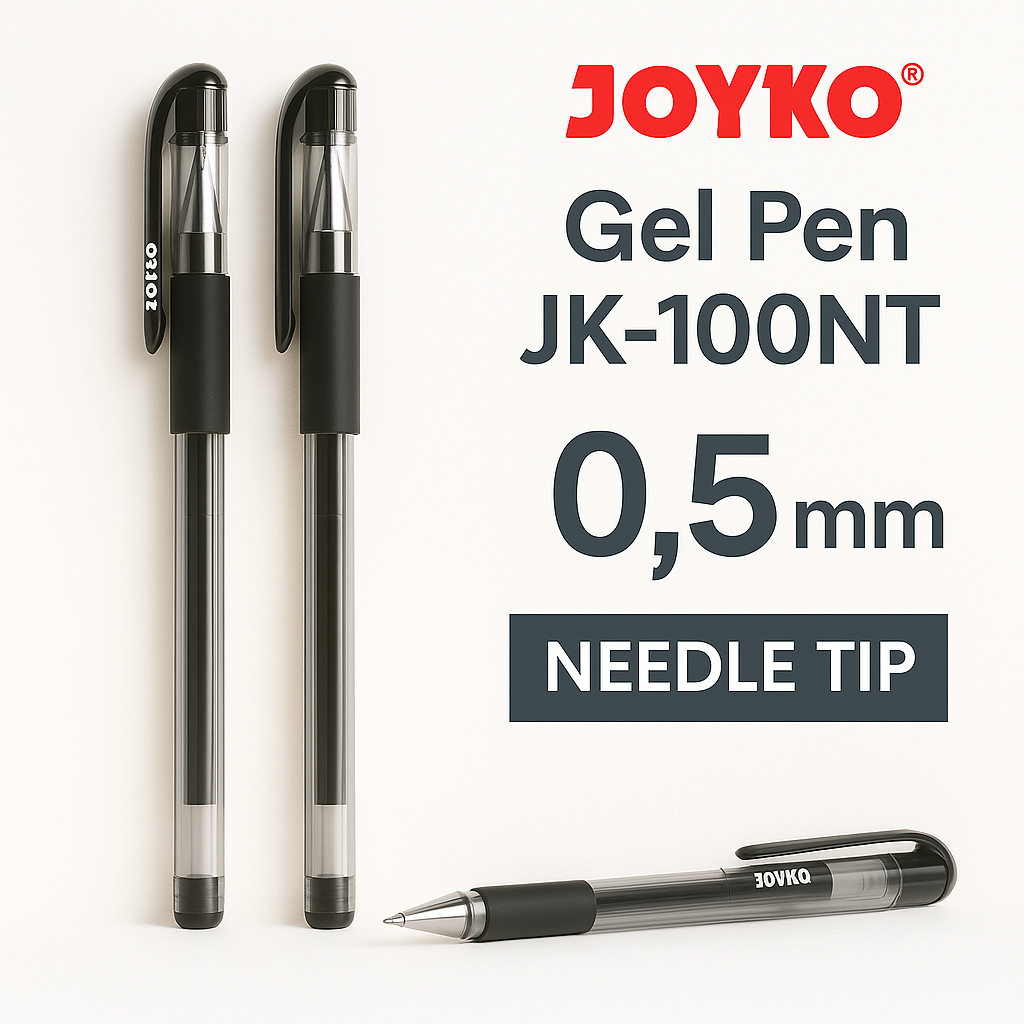

Pulpen Joyko JK-100NT Pulpen Gel Tinta Hitam 0,5 mm Isi 12 Pcs