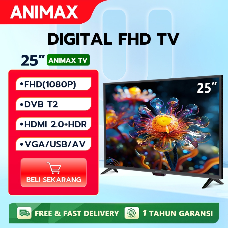 Animax 24/25 Inch Digital TV Garansi 1 Tahun 24 Inch Murah Promo Led FHD 1080P Digital Televisi