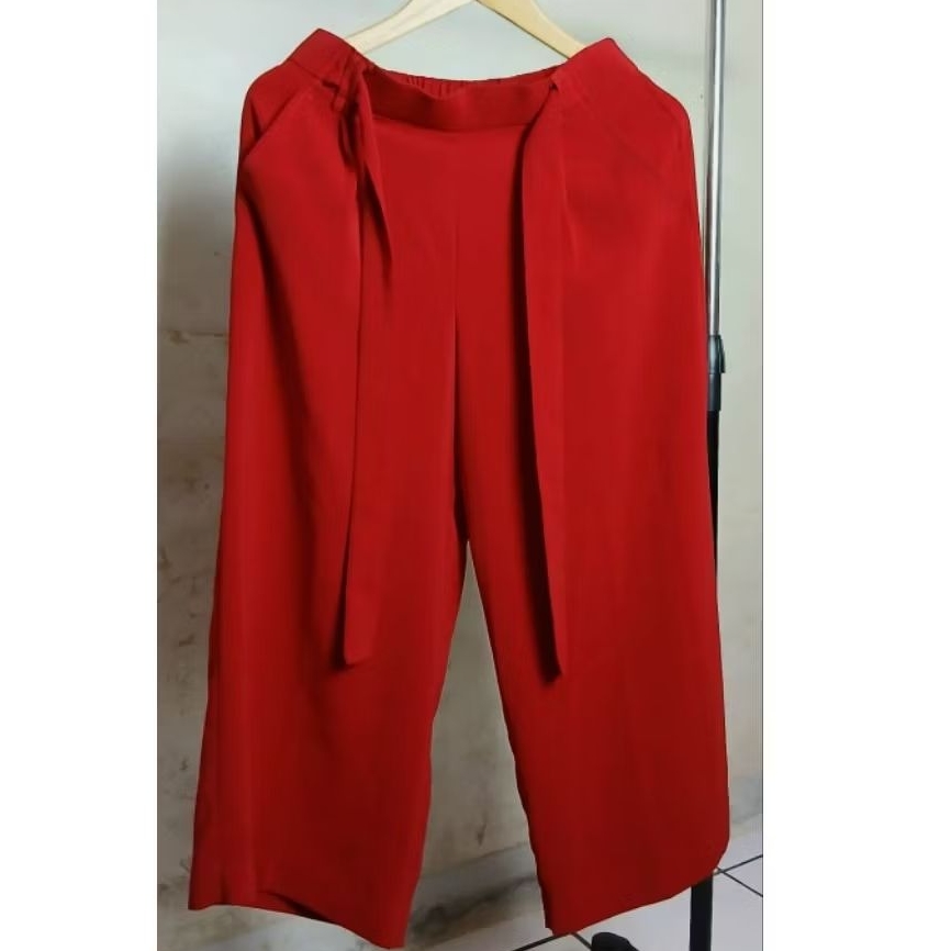 Celana Kulot Wanita Preloved Celana Panjang Kulot Premium Collection - Warna Merah Ukuran S