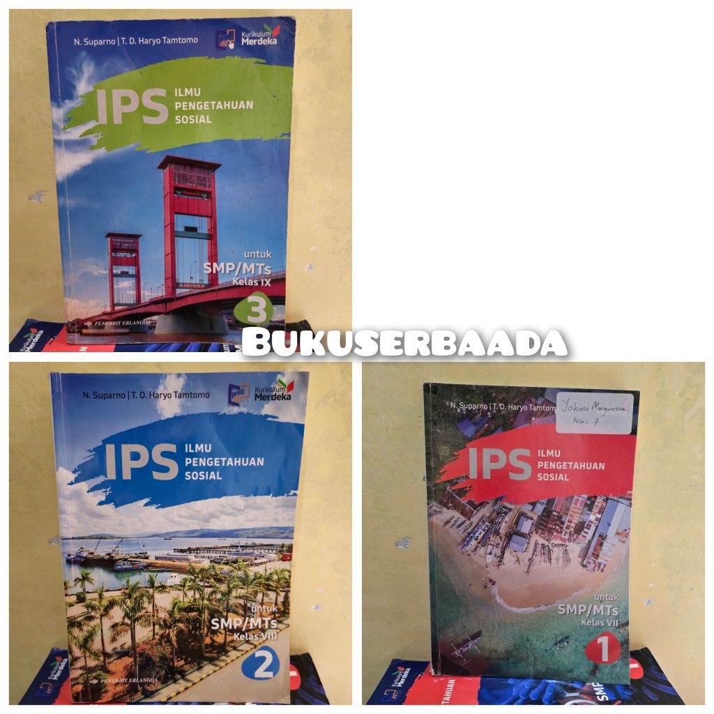 BUKU BEKAS ERLANGGA - IPS KELAS 1 2 3 SMP ERLANGGA KURIKULUM MERDEKA