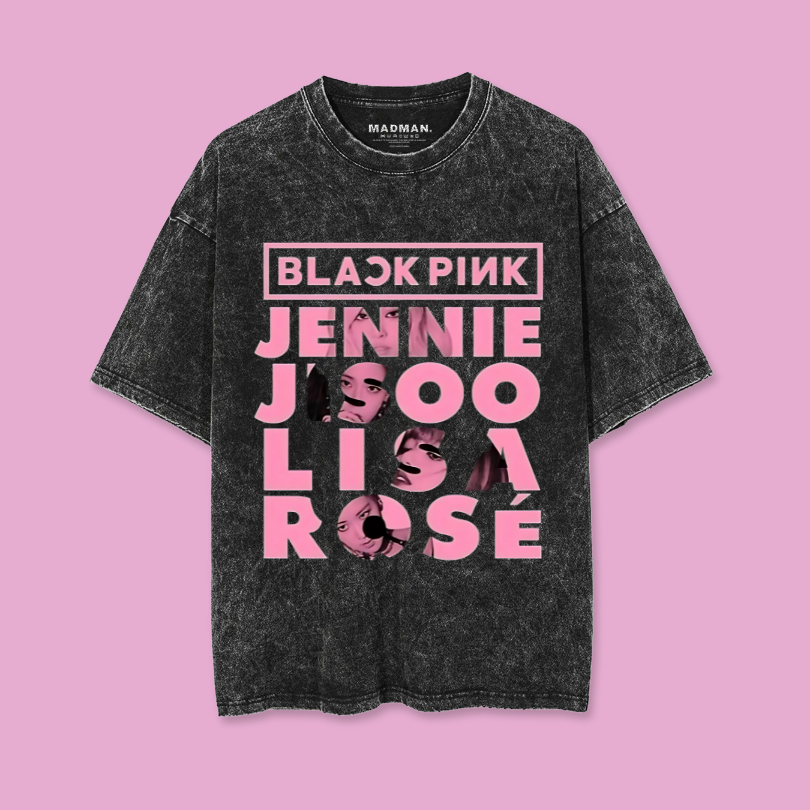 MADMAN Kaos Oversize Washed BLACKPINK “BLACKPINK” | Konser KPOP | T-shirt | Kaos | WO BP-3