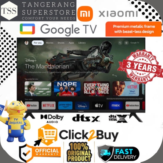 TV XIAOMI A 32 XIAOMI GOOGLE TV SMART TV A 32 XIAOMI LED TV HD NETFLIX YOUTUBE DOLBY AUDIO BEZELLESS