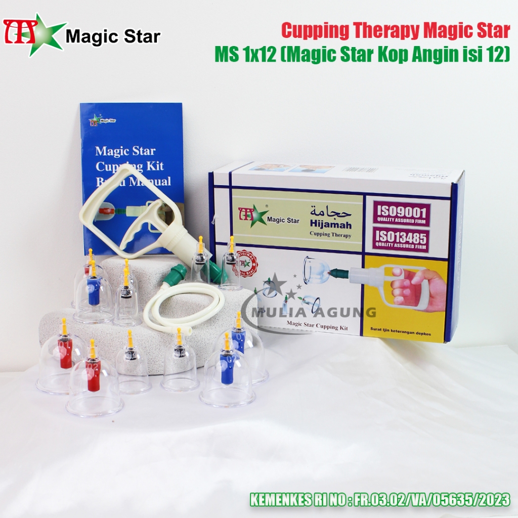 Kop Angin Isi 12 Kop Original Murah Tebal Lengkap / Alat Bekam isi 12 pcs Magic Star Cupping Therapy
