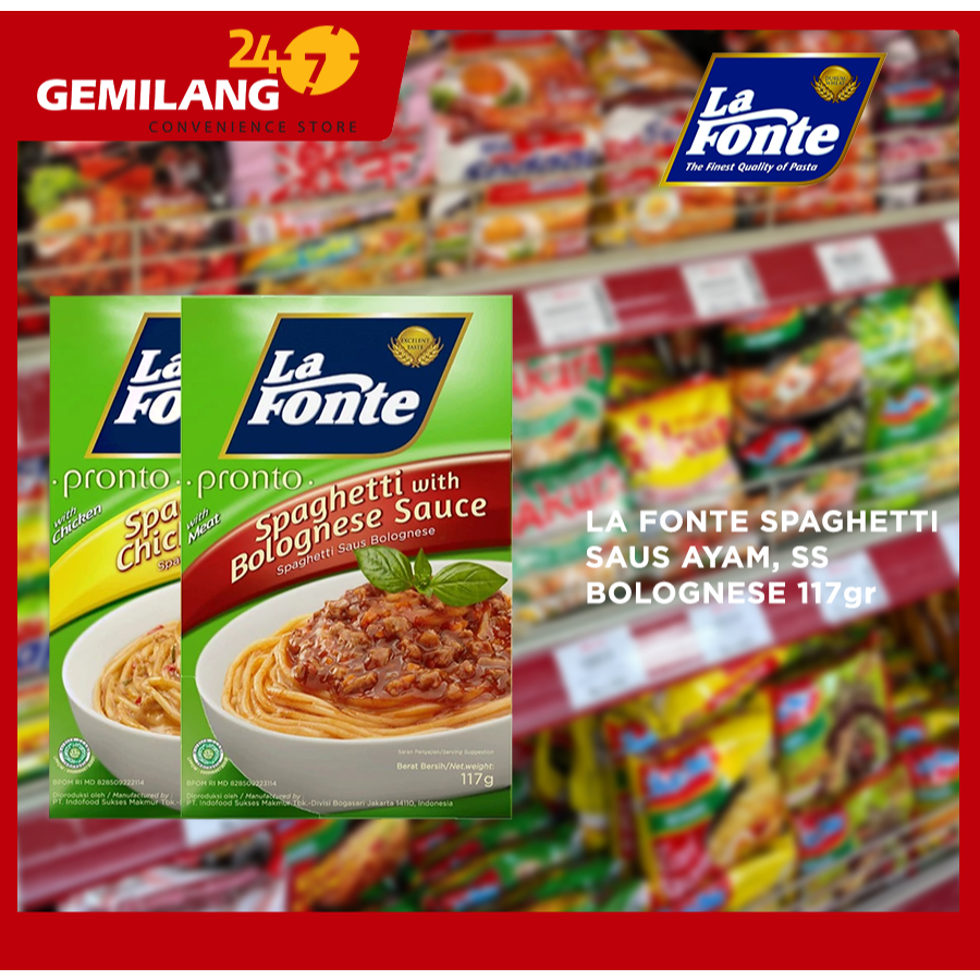 

LA FONTE SPAGHETTI SAUS AYAM, SS BOLOGNESE 117gr