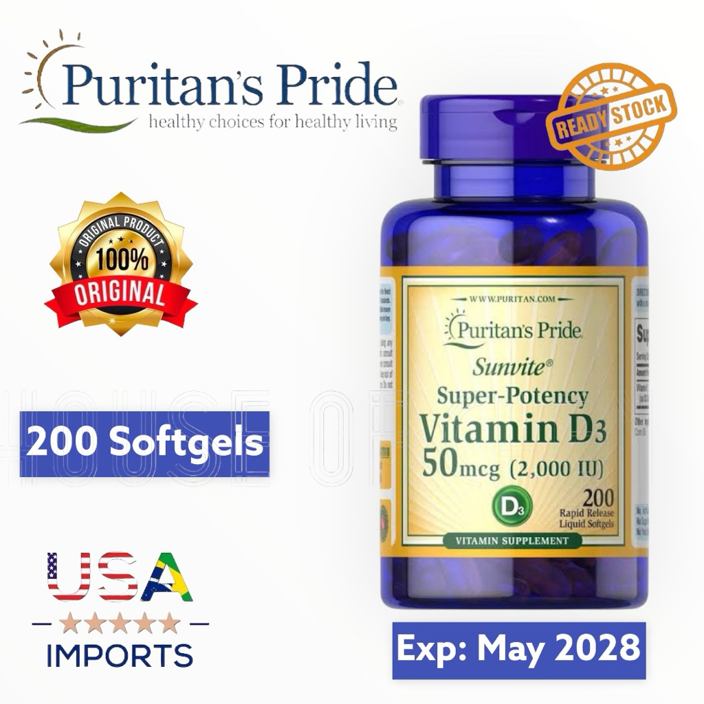PURITAN PRIDE Vitamin D3 2000 IU 200 Softgels Puritan's Pride USA