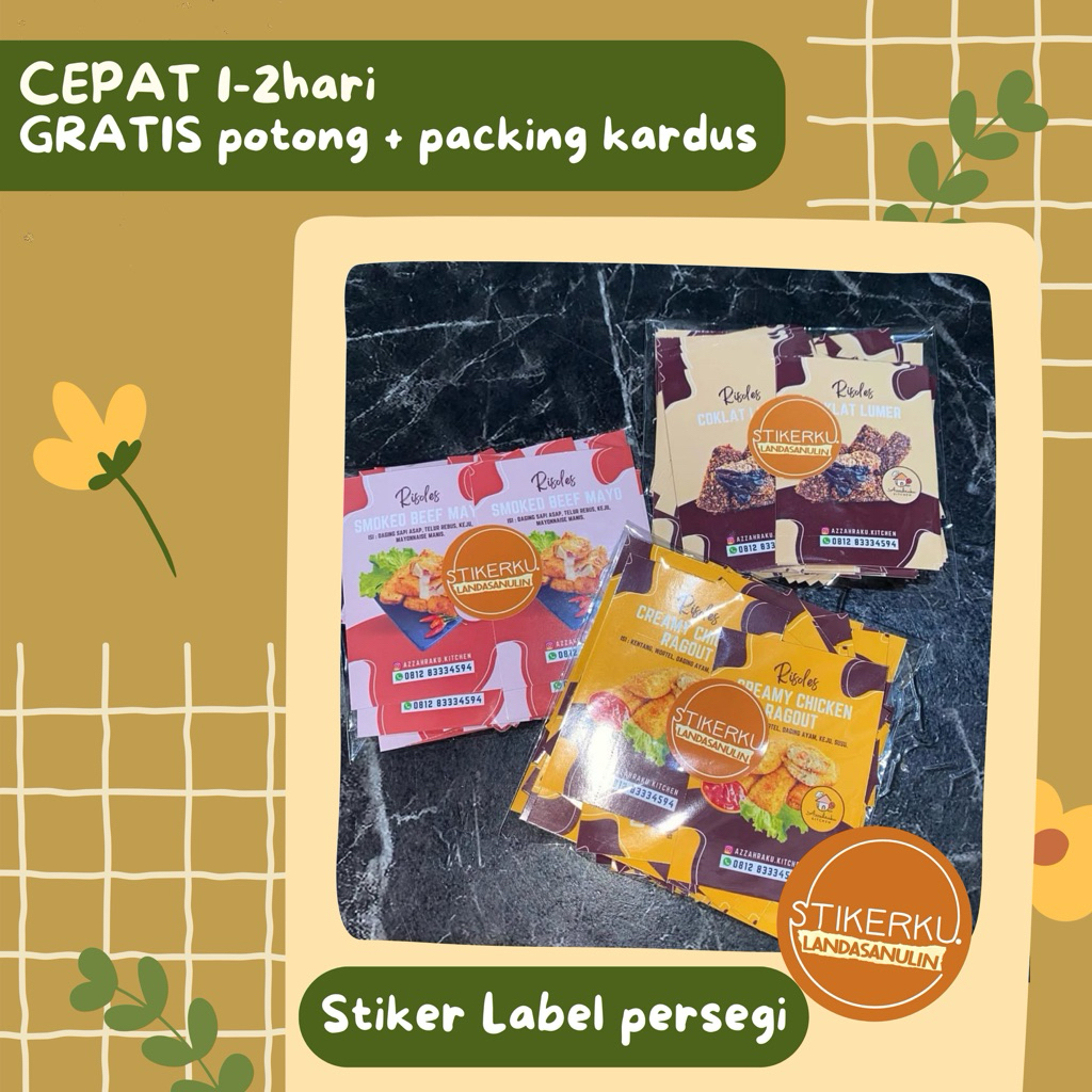 

Cetak stiker label kemasan persegi glossy