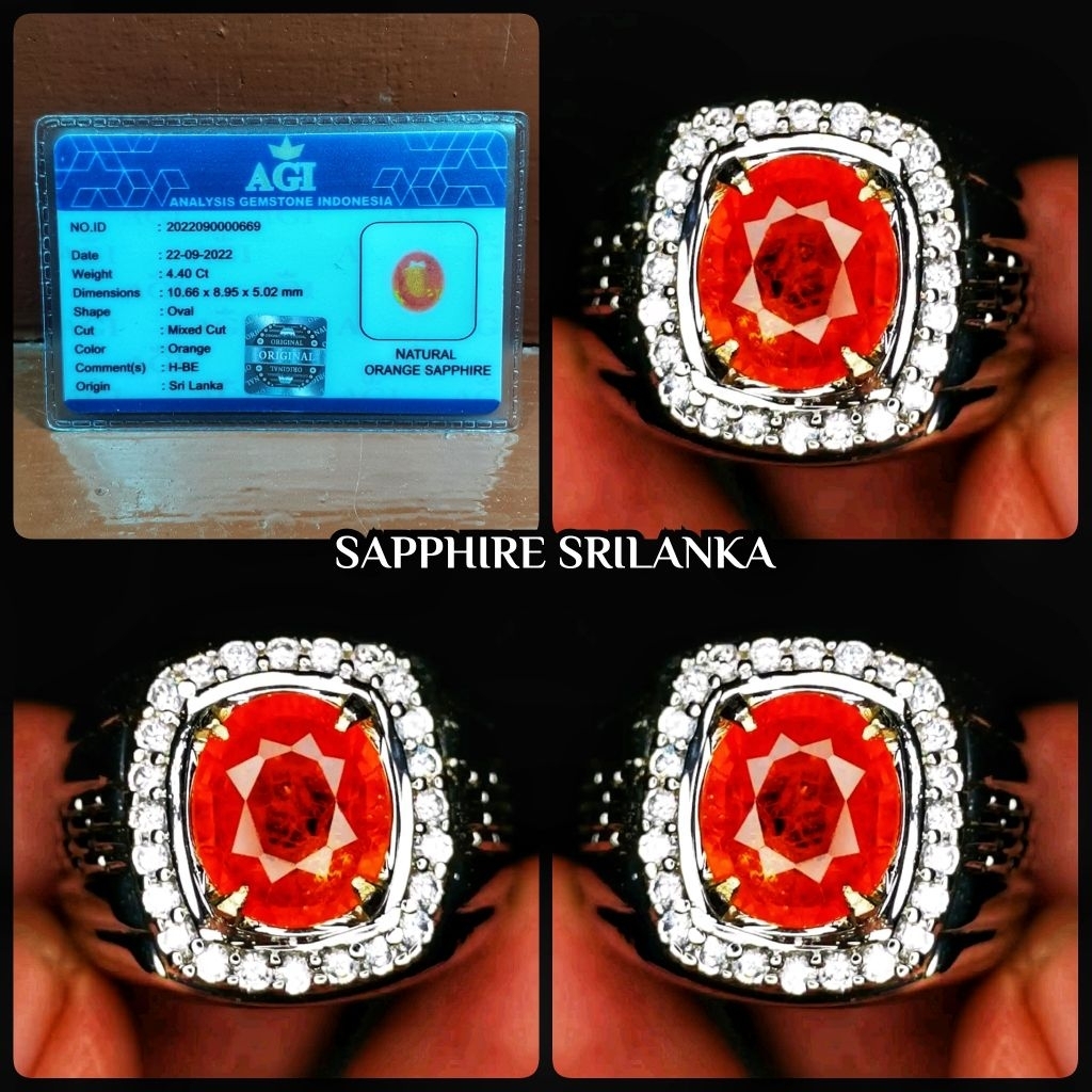 natural orange sapphire ceylon srilanka + memo lab