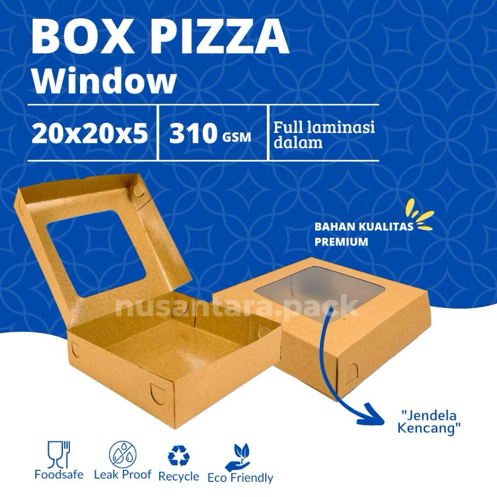 

Dus Laminasi Die Cut Kotak Pizza Brownies Nasi Katering Coklat Jendela 20x20x5cm