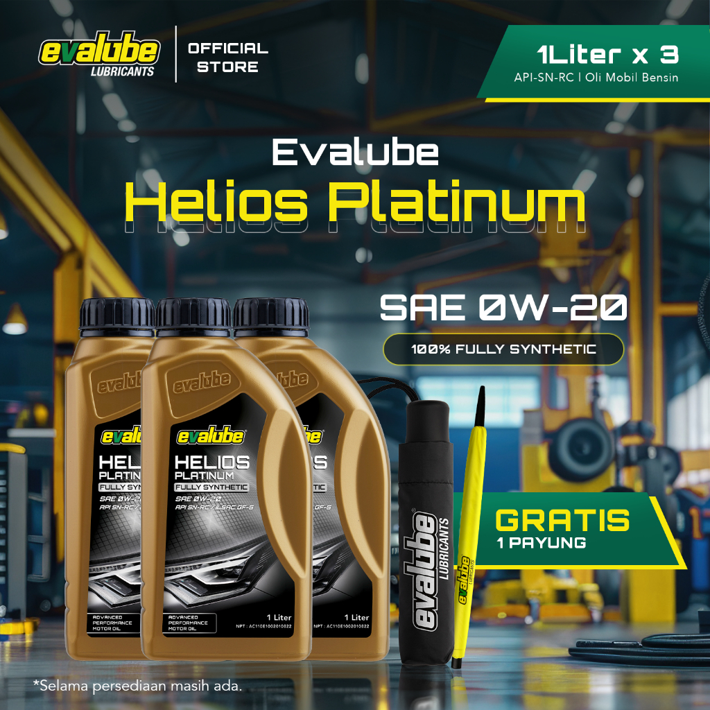 Evalube Oli Mobil HELIOS Platinum Full Synthetic 0W-20 3L (1L X3 FREE PAYUNG)