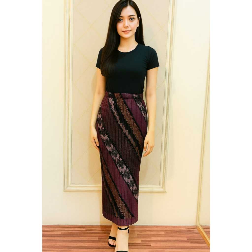 Plisket motif batik Rok plisket motif batik modern all size, pinggang karet elastis, panjang 95-100 