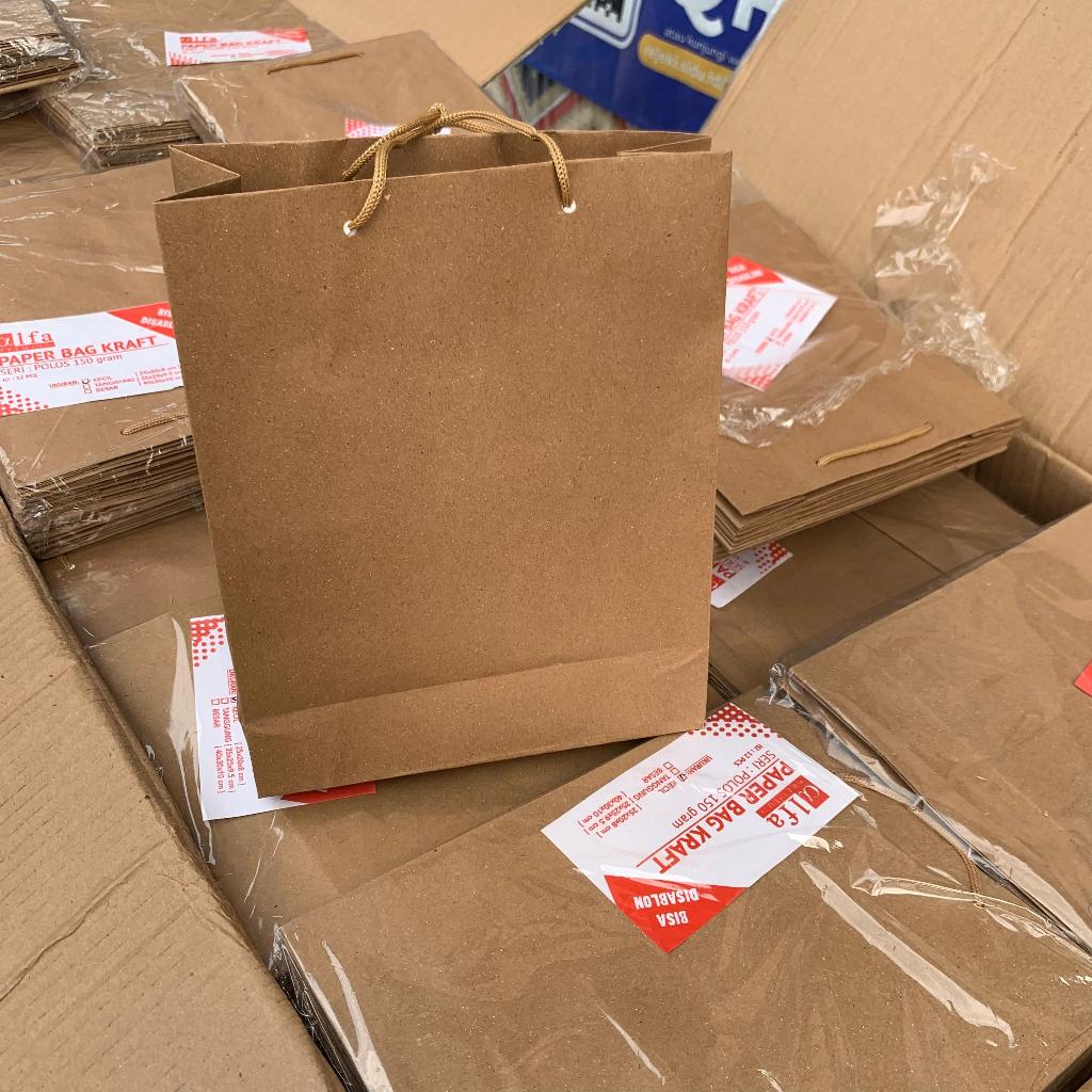 

1 pak isi 12 Paperbag polos coklat tebal 150 gram tanggun 25x20x8cm murah paperbag ready instan