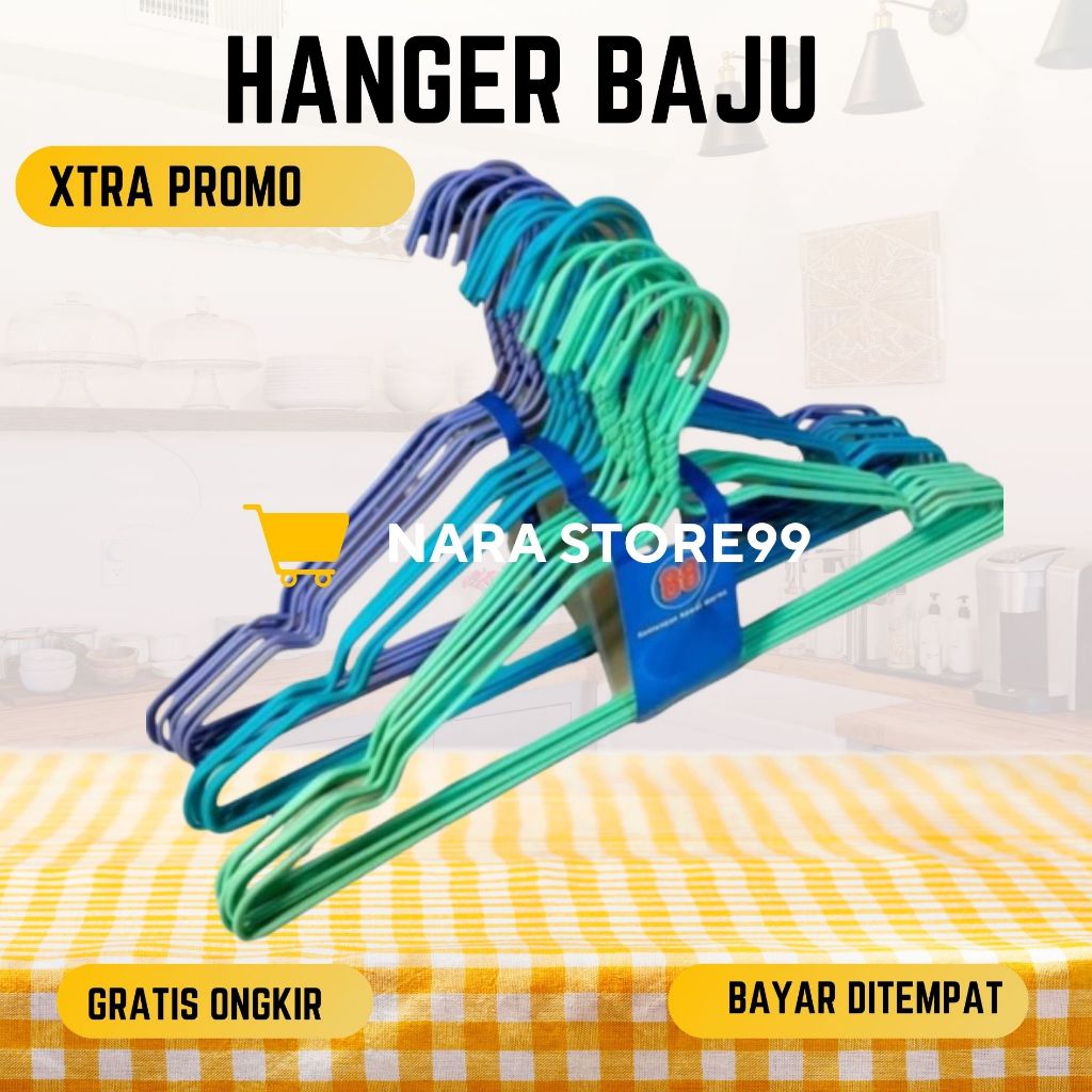 Hanger Kawat ISI 10 Pcs Hanger Baju Warna Warni Hanger Besi