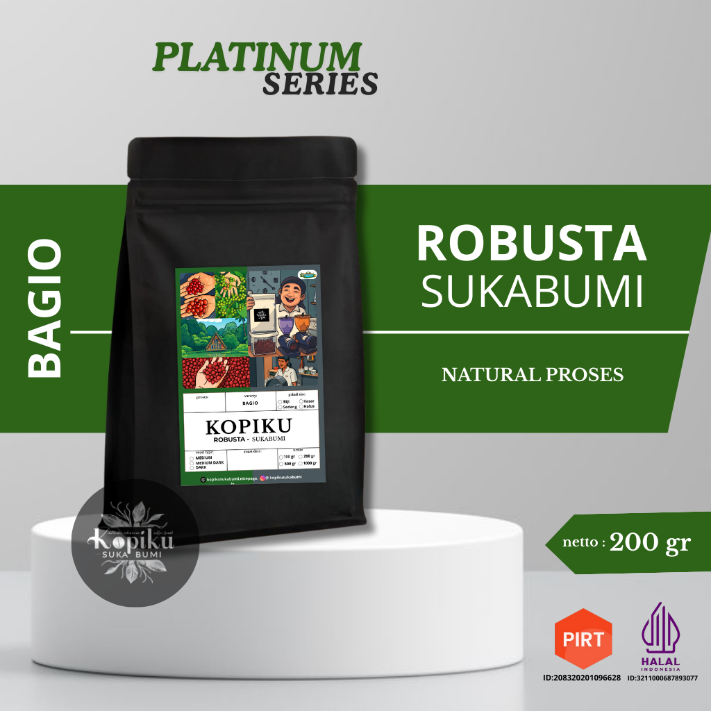 

KOPI ROBUSTA NATURAL 200 GRAM - BUBUK/BIJI - ROBUSTA PREMIUM COFFEE - KOPIKU