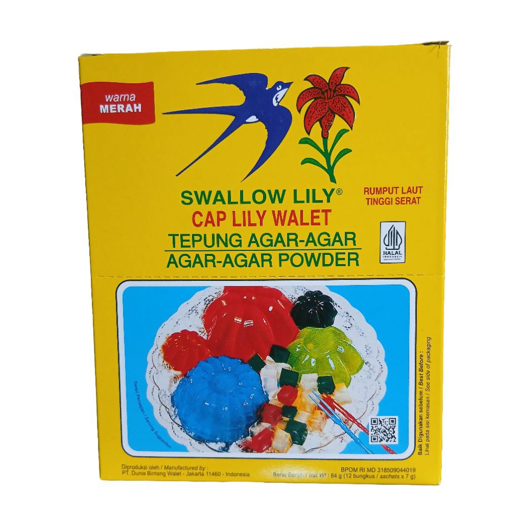Agar Swallow Lily Walet 1 Box Isi 12 Pcs - Ager Swallow Merah Hijau Putih Coklat