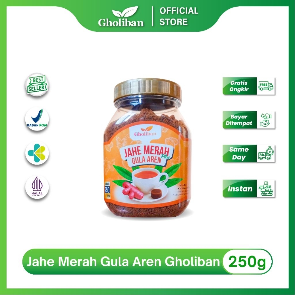 

Gholiban Jahe Merah Plus Gula Aren Instan 200g Minuman Herbal Alami