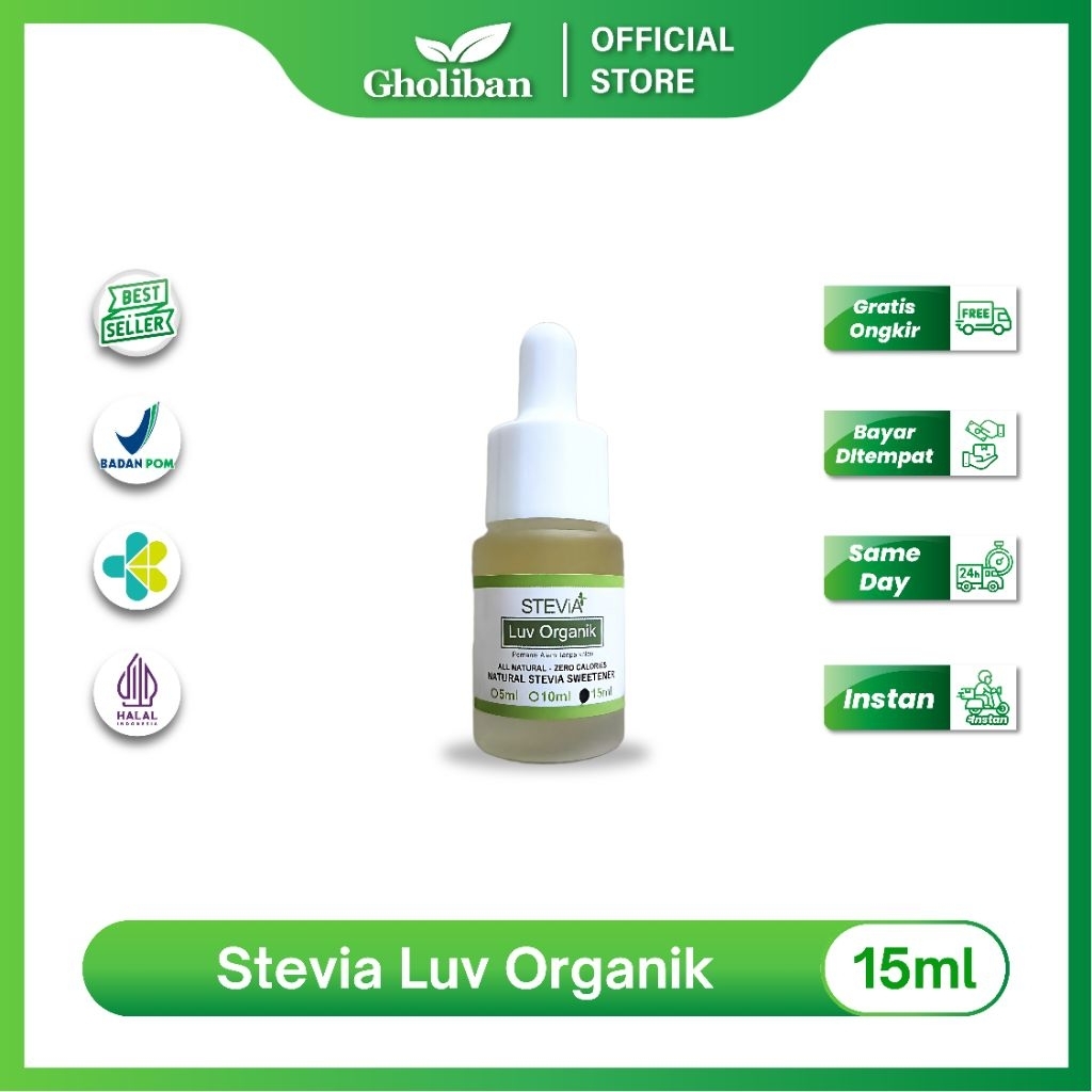 

LUV Stevia Sweetener Liquid 15ml Pemanis Alami Bebas Kalori