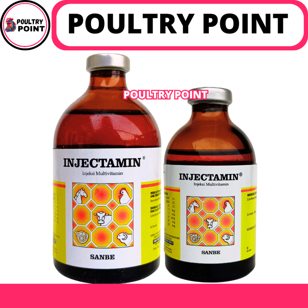 INJECTAMIN 50 ML & INJECTAMIN 100ML SANBE - Multivitamin Hewan Dosis Tinggi Ternak Sapi Kambing Babi
