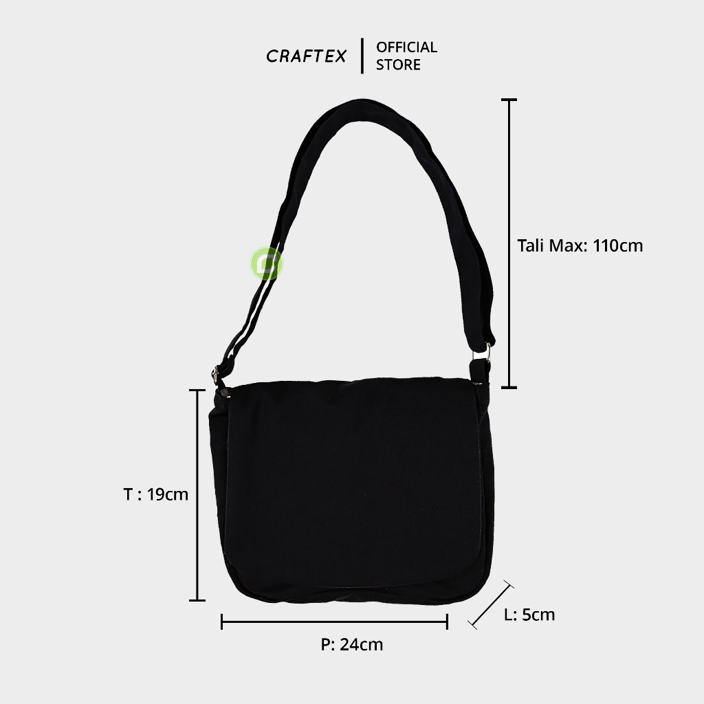 NEW DEALS TAS SELEMPANG MINI KANVAS UNISEX HITAM PUTIH
