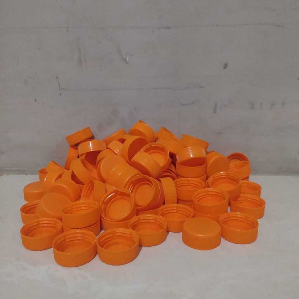 100pcs Tutup Botol Plastik Warna Orange Polos Bekas Bersih