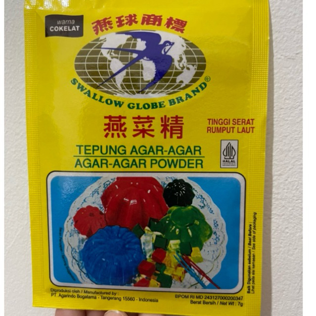 

Agar-agar Swallow Cokelat 7gr - Bubuk Agar Warna Cokelat,Bahan Kue & Dessert