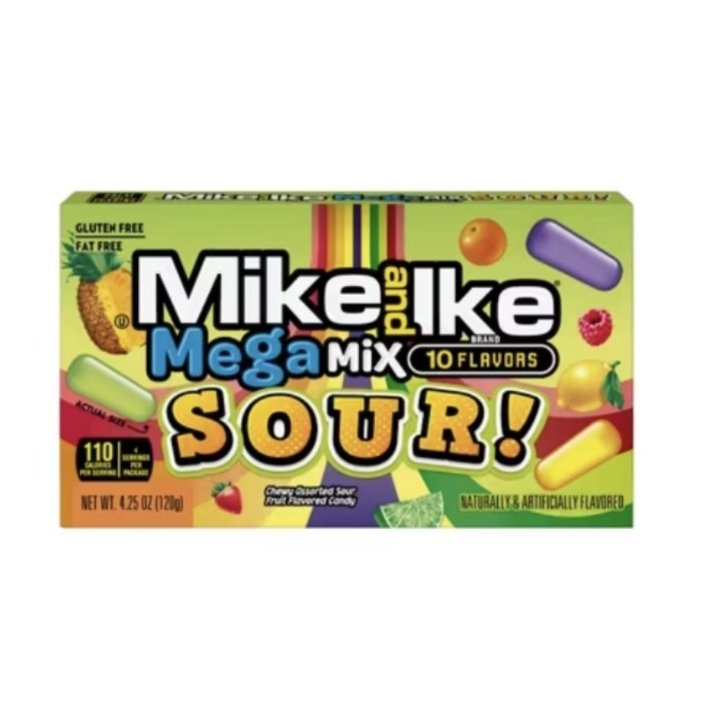 

USA Mike and Ike Mega Mix Sour Candy 120g Tropical Typhoon Candy Permen Buah Asam Tropis Import