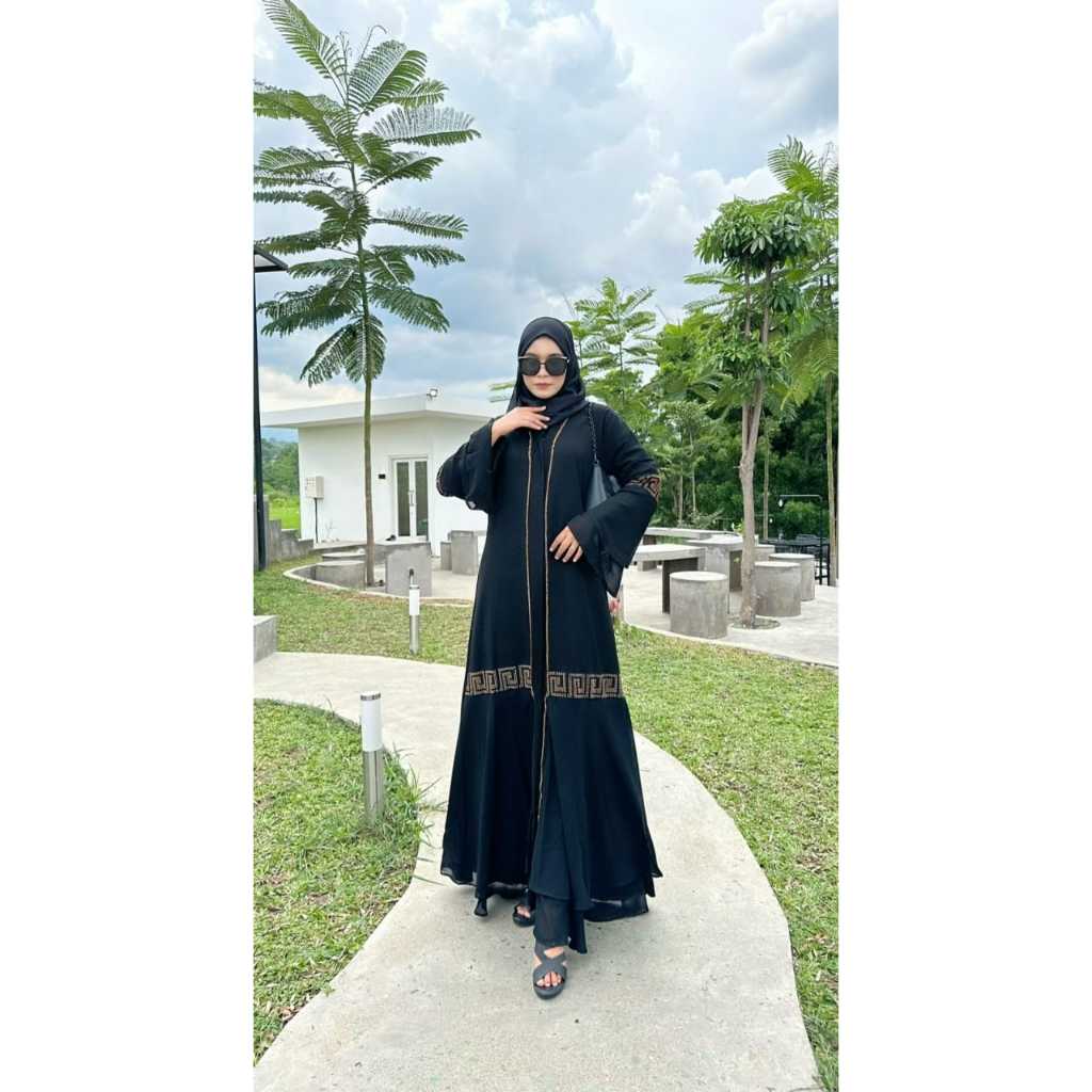 Abaya zafira permata gold murah gamis bordir turkey-asmah gesper anak dan dewasa-jubah bordir turkey